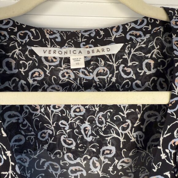 Veronica Beard Semi-Sheer Silk Print Blouse - Size 10 - Picture 2 of 9